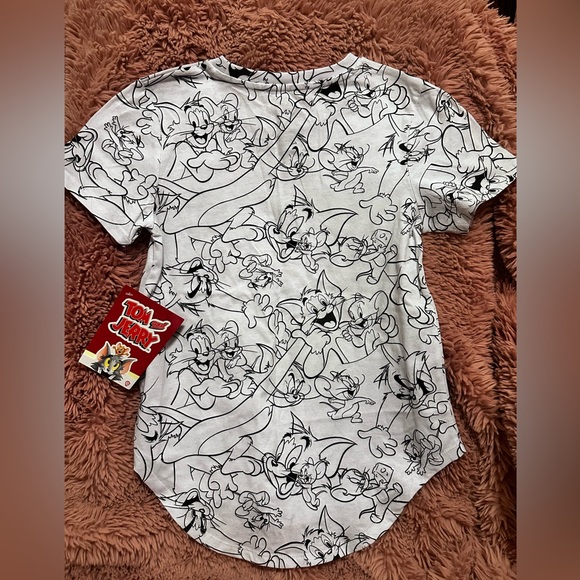 Tom And Jerry Cartoon Black And White Screen Print, Size Small Tee Brand New - Picture 4 of 7